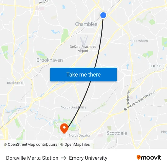 Doraville Marta Station to Emory University map