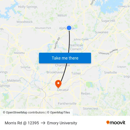 Morris Rd @ 12395 to Emory University map