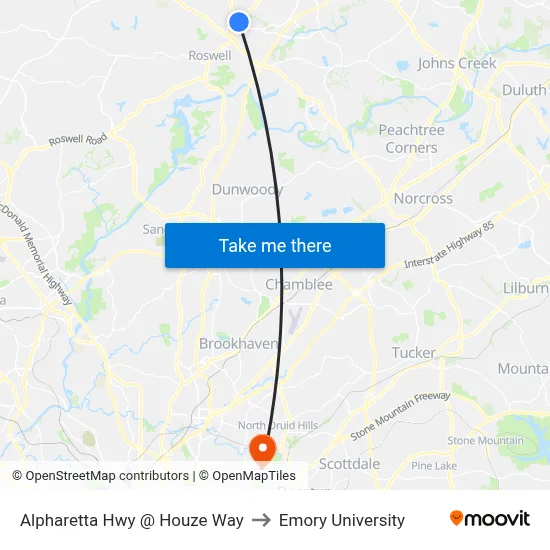 Alpharetta Hwy @ Houze Way to Emory University map