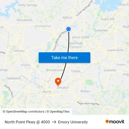 North Point Pkwy @ 4000 to Emory University map
