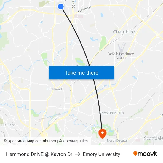 Hammond Dr NE @ Kayron Dr to Emory University map