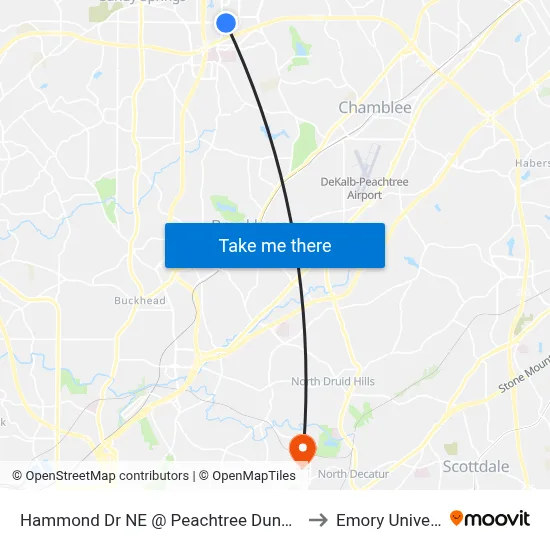 Hammond Dr NE @ Peachtree Dunwoody Rd to Emory University map