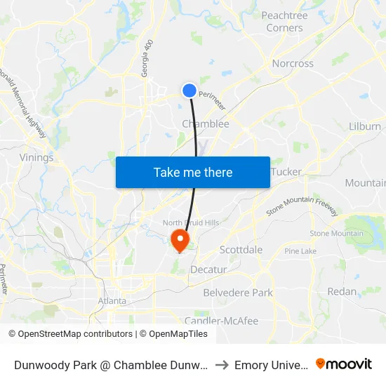 Dunwoody Park @ Chamblee Dunwoody Rd to Emory University map