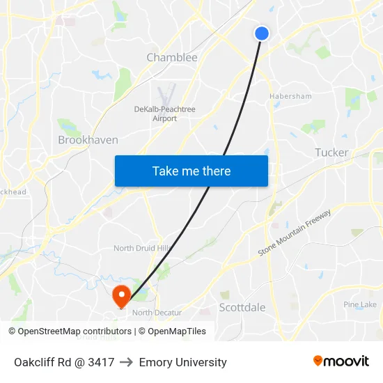 Oakcliff Rd @ 3417 to Emory University map