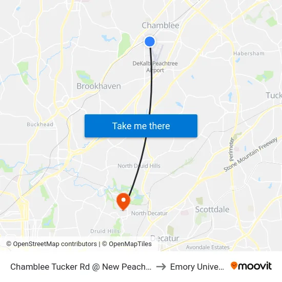 Chamblee Tucker Rd @ New Peachtree Rd to Emory University map