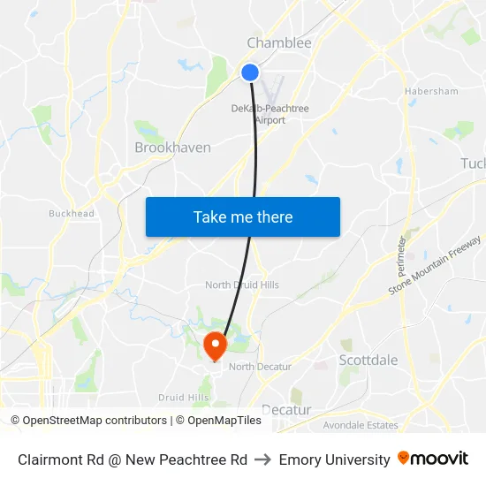 Clairmont Rd @ New Peachtree Rd to Emory University map