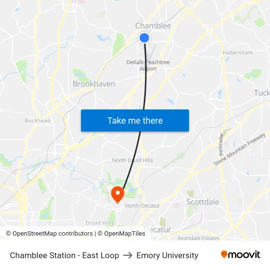 Chamblee Station - East Loop to Emory University map