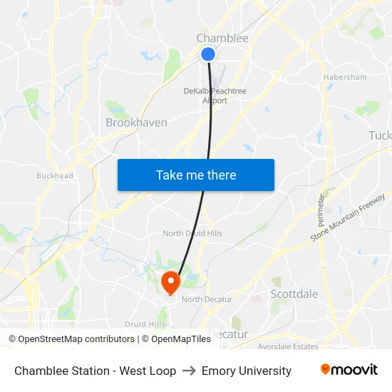 Chamblee Station - West Loop to Emory University map