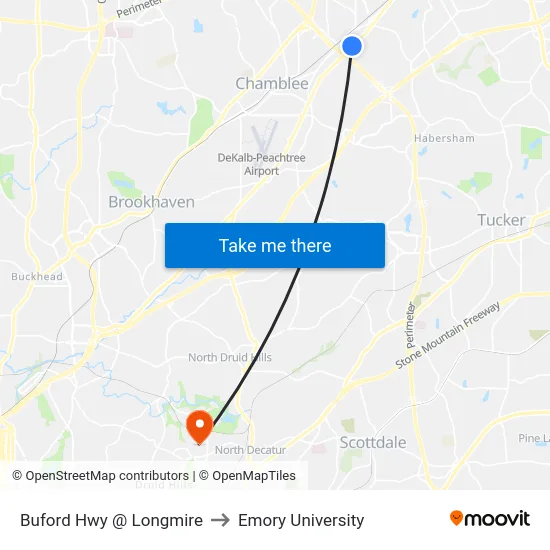 Buford Hwy @ Longmire to Emory University map