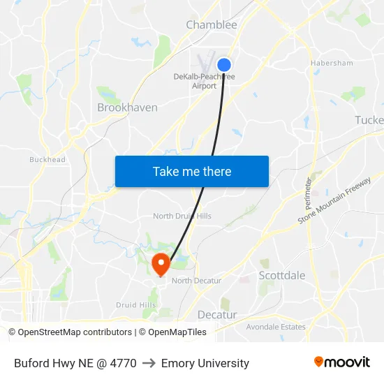 Buford Hwy NE @ 4770 to Emory University map