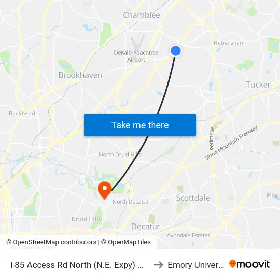 I-85 Access Rd North (N.E. Expy) @ 3355 to Emory University map