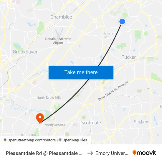 Pleasantdale Rd @ Pleasantdale Pkwy to Emory University map