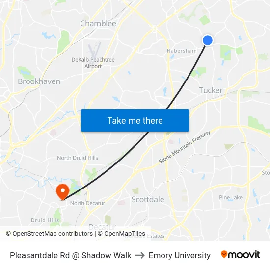 Pleasantdale Rd @ Shadow Walk to Emory University map