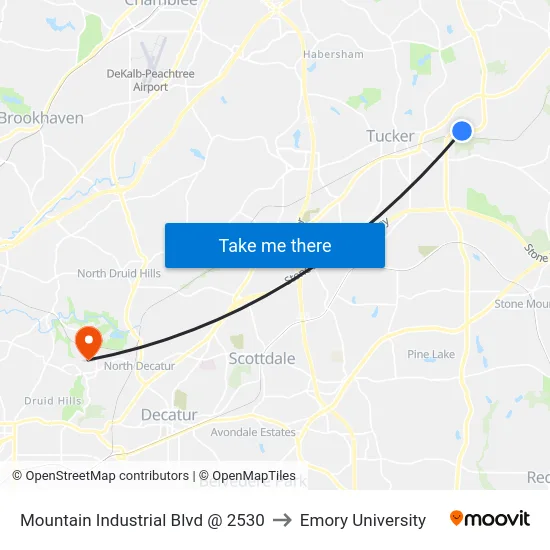 Mountain Industrial Blvd @ 2530 to Emory University map