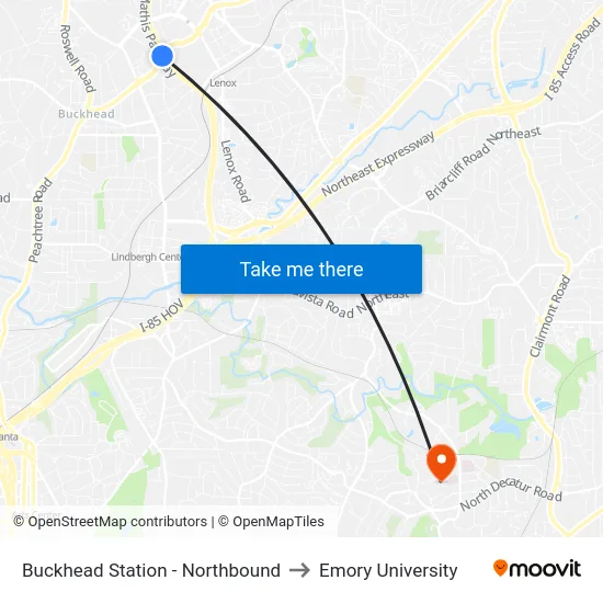 Buckhead Station - Northbound to Emory University map