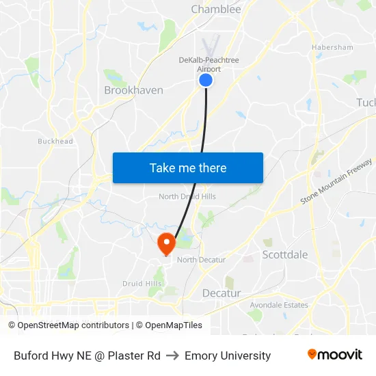 Buford Hwy NE @ Plaster Rd to Emory University map