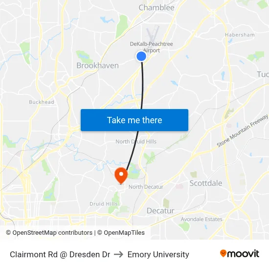 Clairmont Rd @ Dresden Dr to Emory University map