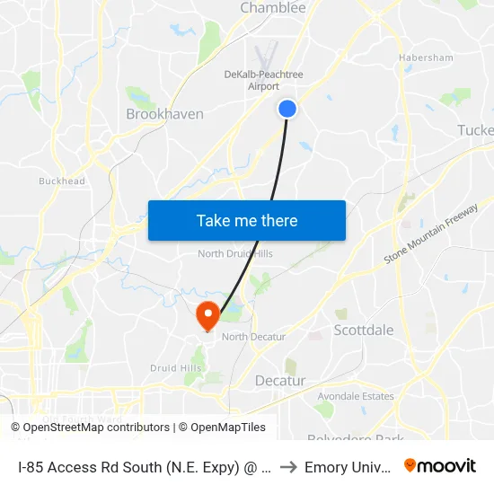 I-85 Access Rd South (N.E. Expy) @ Plaster Rd to Emory University map