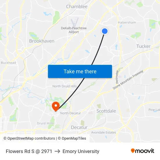 Flowers Rd S @ 2971 to Emory University map