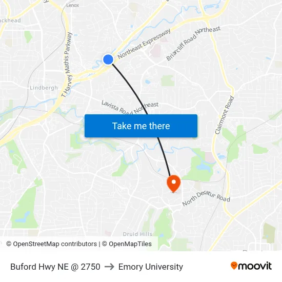 Buford Hwy NE @ 2750 to Emory University map