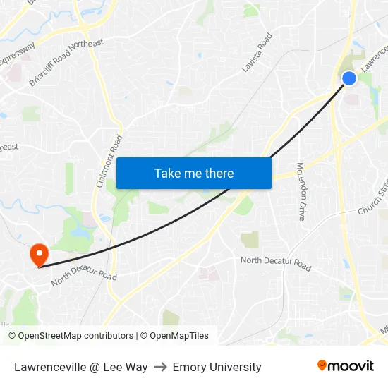 Lawrenceville @ Lee Way to Emory University map