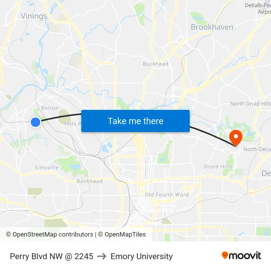 Perry Blvd NW @ 2245 to Emory University map