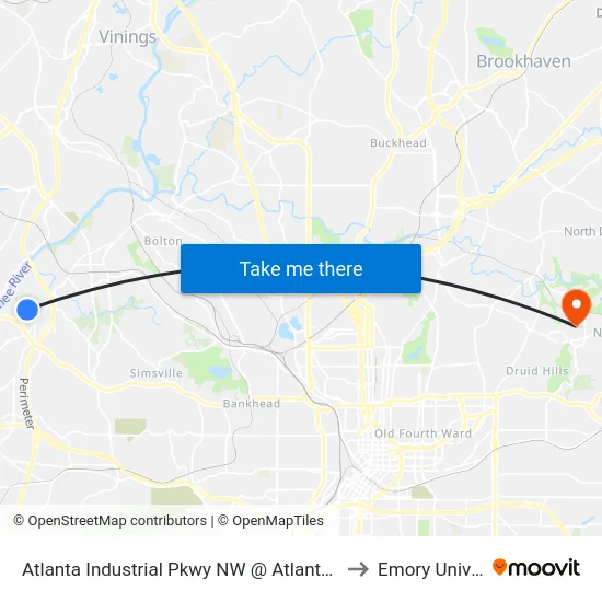 Atlanta Industrial Pkwy NW @ Atlanta Industrial Dr to Emory University map