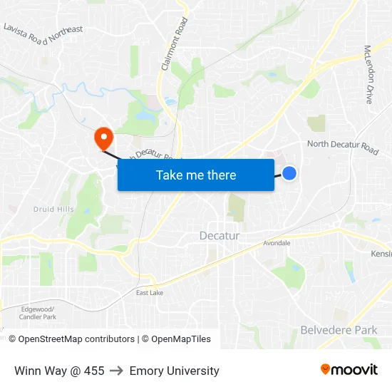 Winn Way @ 455 to Emory University map