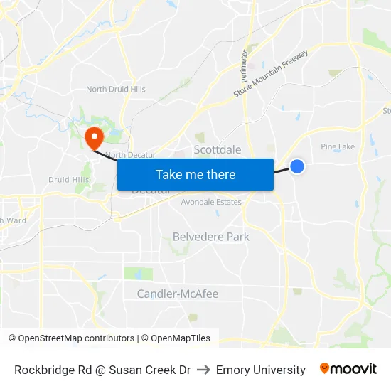Rockbridge Rd @ Susan Creek Dr to Emory University map
