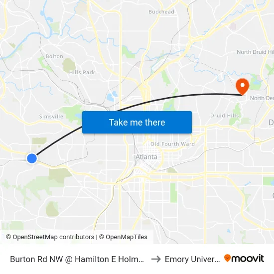 Burton Rd NW @ Hamilton E Holmes Dr N to Emory University map