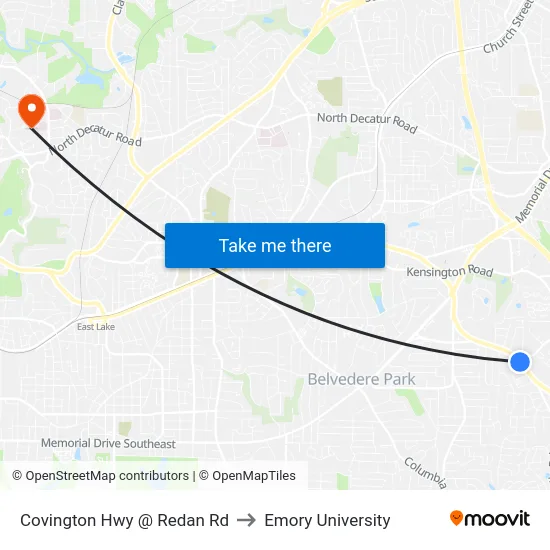 Covington Hwy @ Redan Rd to Emory University map