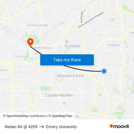 Redan Rd @ 4209 to Emory University map