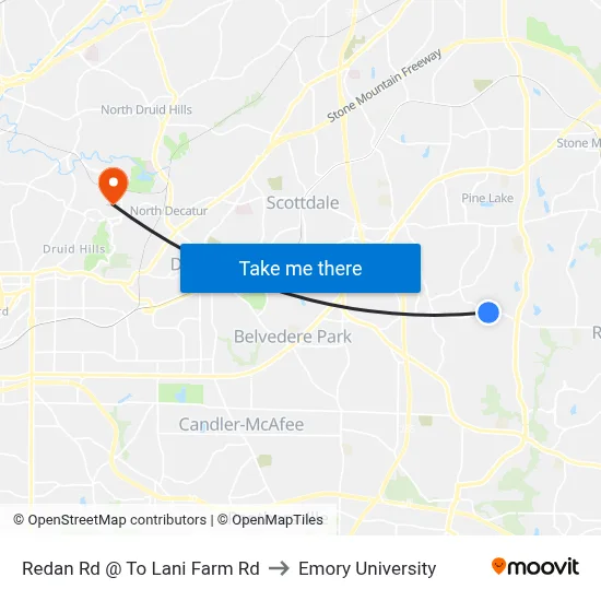 Redan Rd @ To Lani Farm Rd to Emory University map