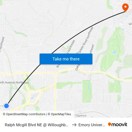 Ralph Mcgill Blvd NE @ Willoughby Way to Emory University map