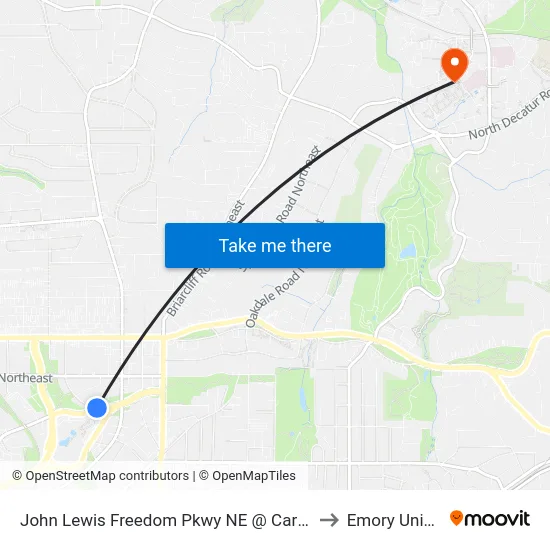 John Lewis Freedom Pkwy NE @ Carter Center Entr to Emory University map