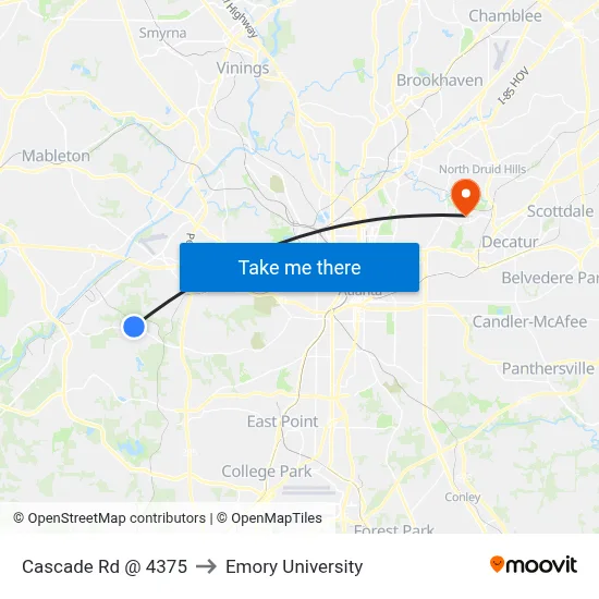 Cascade Rd @ 4375 to Emory University map