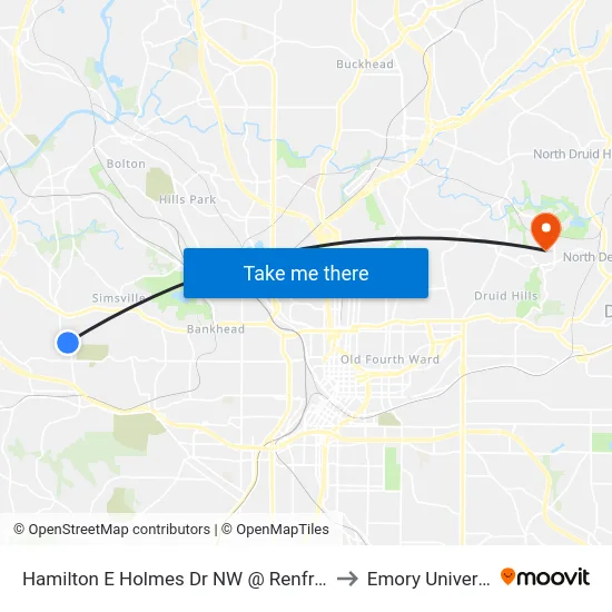 Hamilton E Holmes Dr NW @ Renfro Dr N to Emory University map