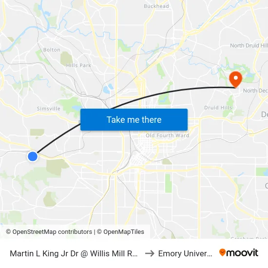 Martin L King Jr Dr @ Willis Mill Rd SW to Emory University map