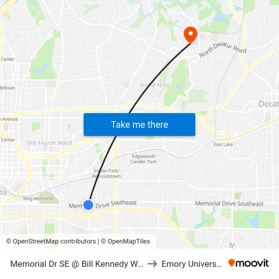 Memorial Dr SE @ Bill Kennedy Way to Emory University map