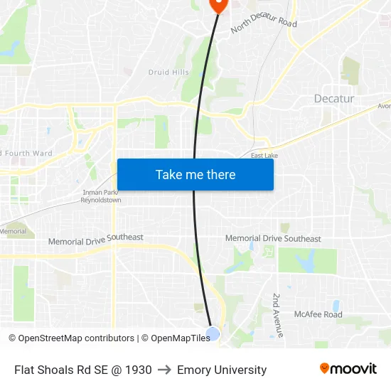 Flat Shoals Rd SE @ 1930 to Emory University map