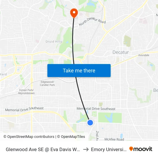 Glenwood Ave SE @ Eva Davis Way to Emory University map