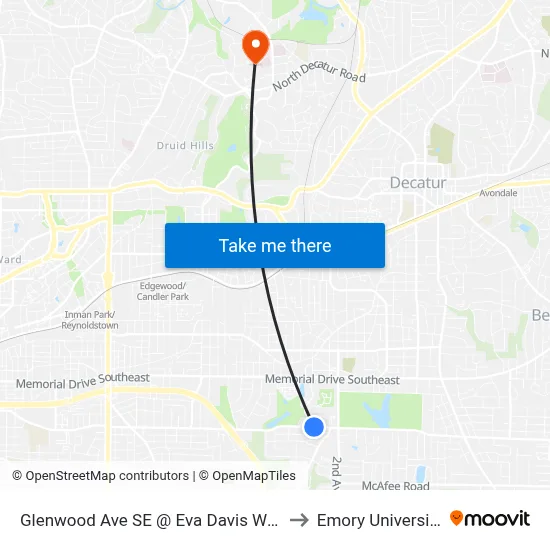 Glenwood Ave SE @ Eva Davis Way to Emory University map