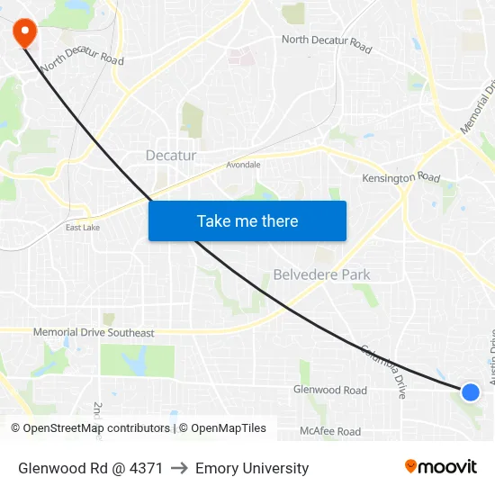 Glenwood Rd @ 4371 to Emory University map