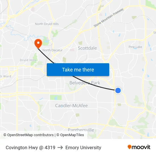 Covington Hwy @ 4319 to Emory University map
