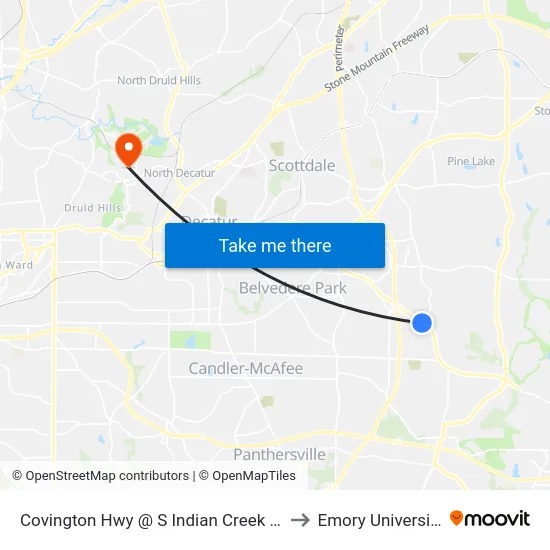 Covington Hwy @ S Indian Creek Dr to Emory University map