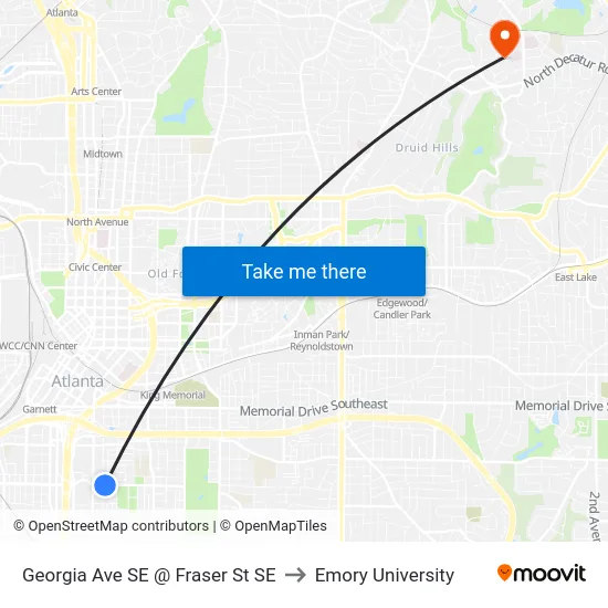 Georgia Ave SE @ Fraser St SE to Emory University map