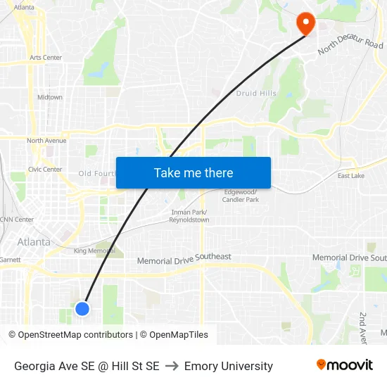 Georgia Ave SE @ Hill St SE to Emory University map