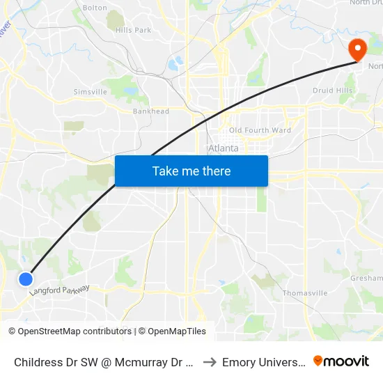 Childress Dr SW @ Mcmurray Dr SW to Emory University map