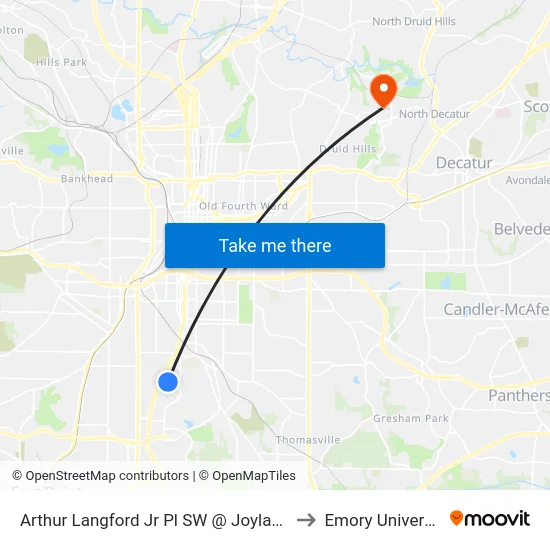 Arthur Langford Jr Pl SW @ Joyland Pl to Emory University map