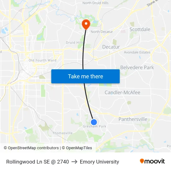 Rollingwood Ln SE @ 2740 to Emory University map